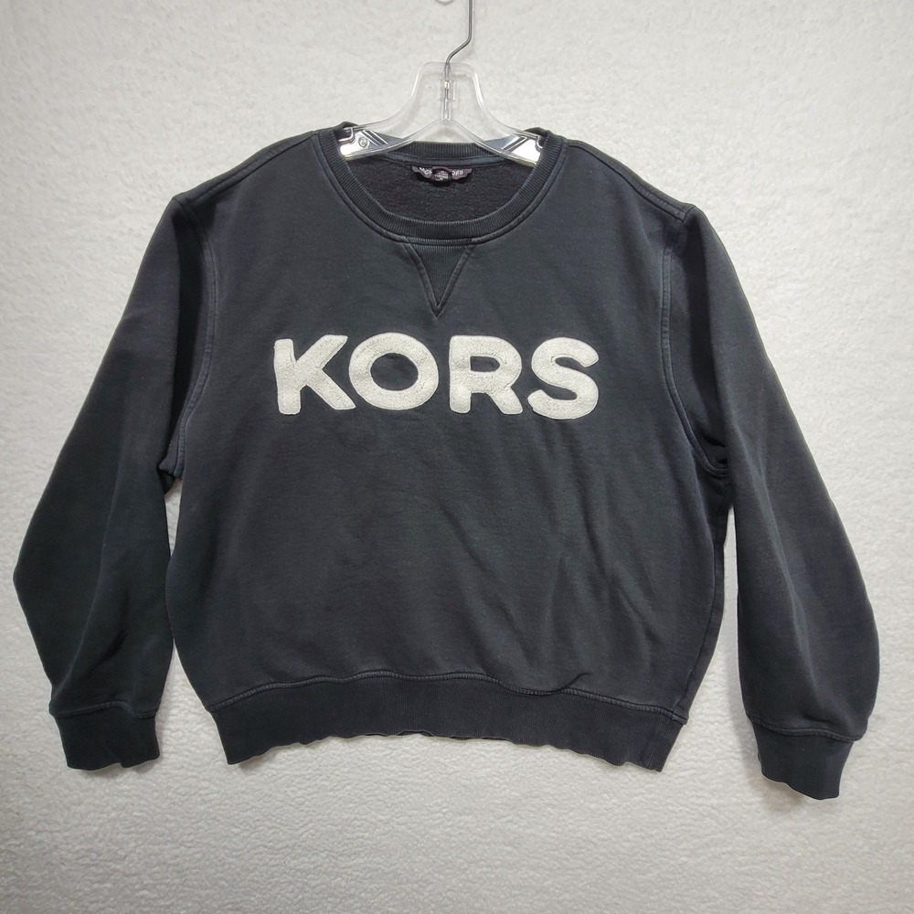 Michael Kors KORS Chenille Logo Crewneck Sweatshirt XL Black
